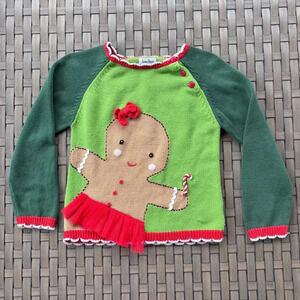 Neiman Marcus 2017 Youth Gingerbread Girl Cotton Christmas Sweater Size 6/7